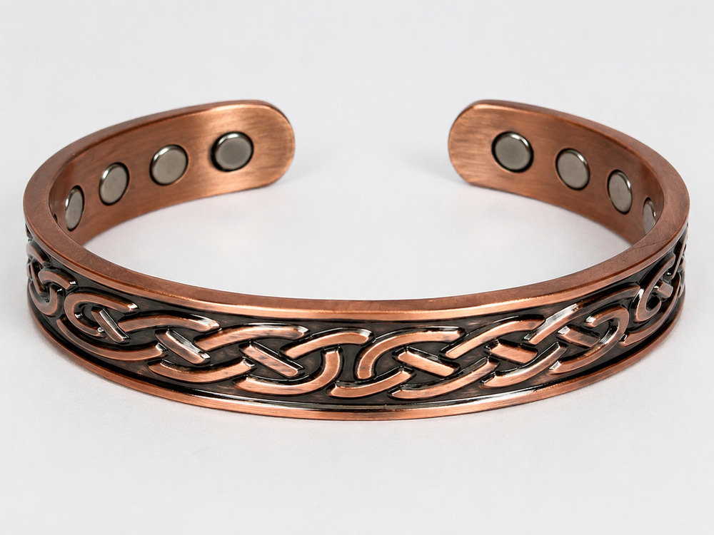 Reevaria Copper Celtic Open Cuff Bracelet 10 Magnet Magnetic Knot Design